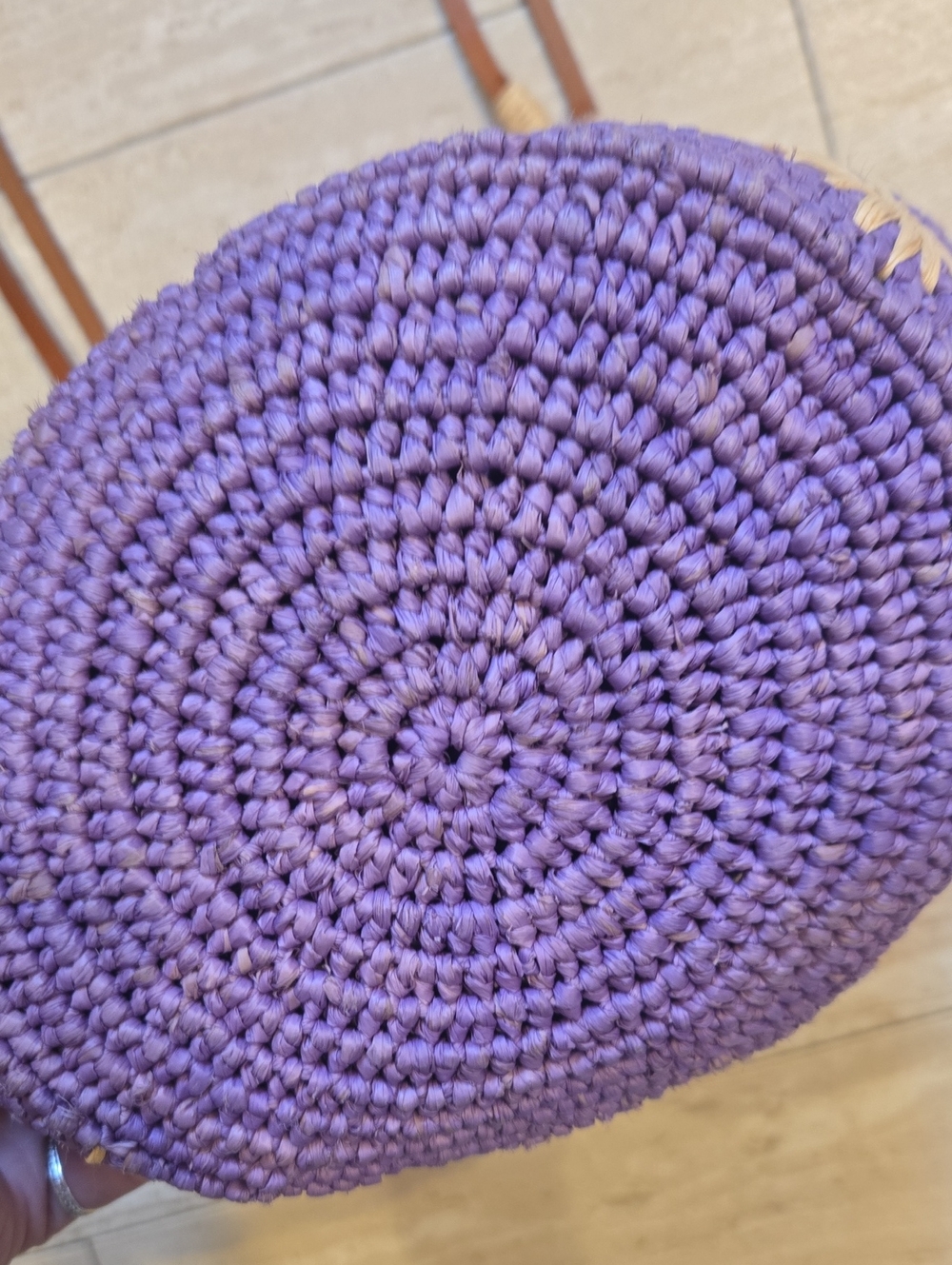 La Maroquinerie Sezane Paris Purple Raffia Bucket Shoulder/Crossbody Bag - Picture 3 of 13